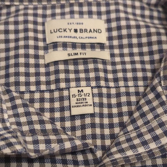Lucky Brand Mens Medium Slim Fit Checkered Long Sleeve Button Up Casual Shirt - Picture 7 of 8